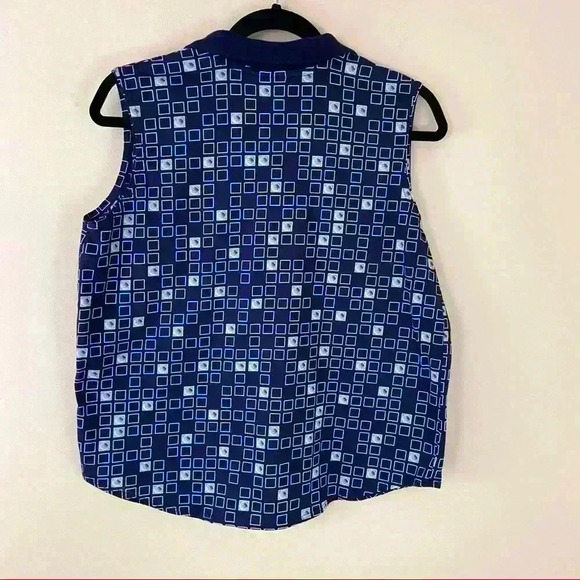 Tail Vintage Navy Cotton Sleeveless Geometric Polo Golfing Athletic Shirt Size L - Picture 6 of 9